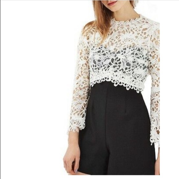 Topshop Lace Bodice Romper - Picture 2 of 8